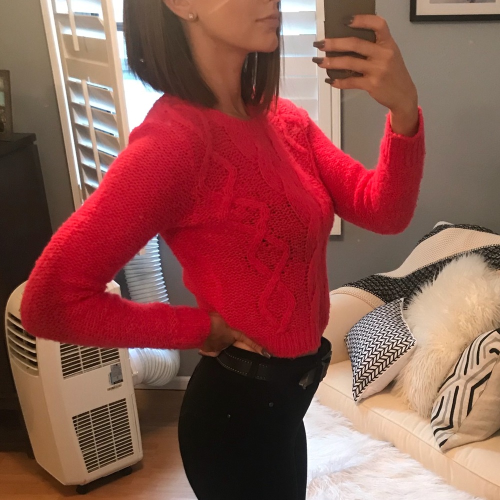 BP neon pink cropped sweater